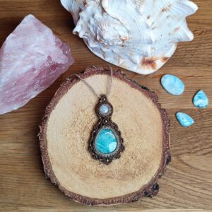 Amazonit + Mondstein Halskette