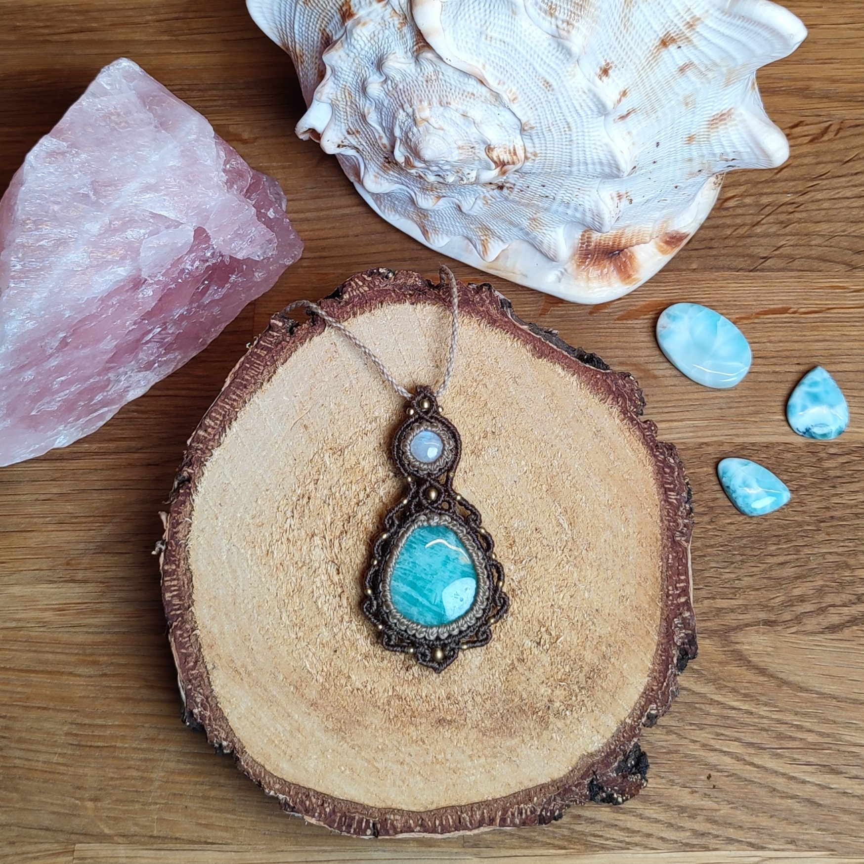 Amazonit + Mondstein Halskette