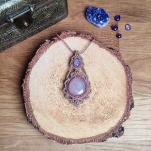 Rosenquartz + Mondstein Halskette