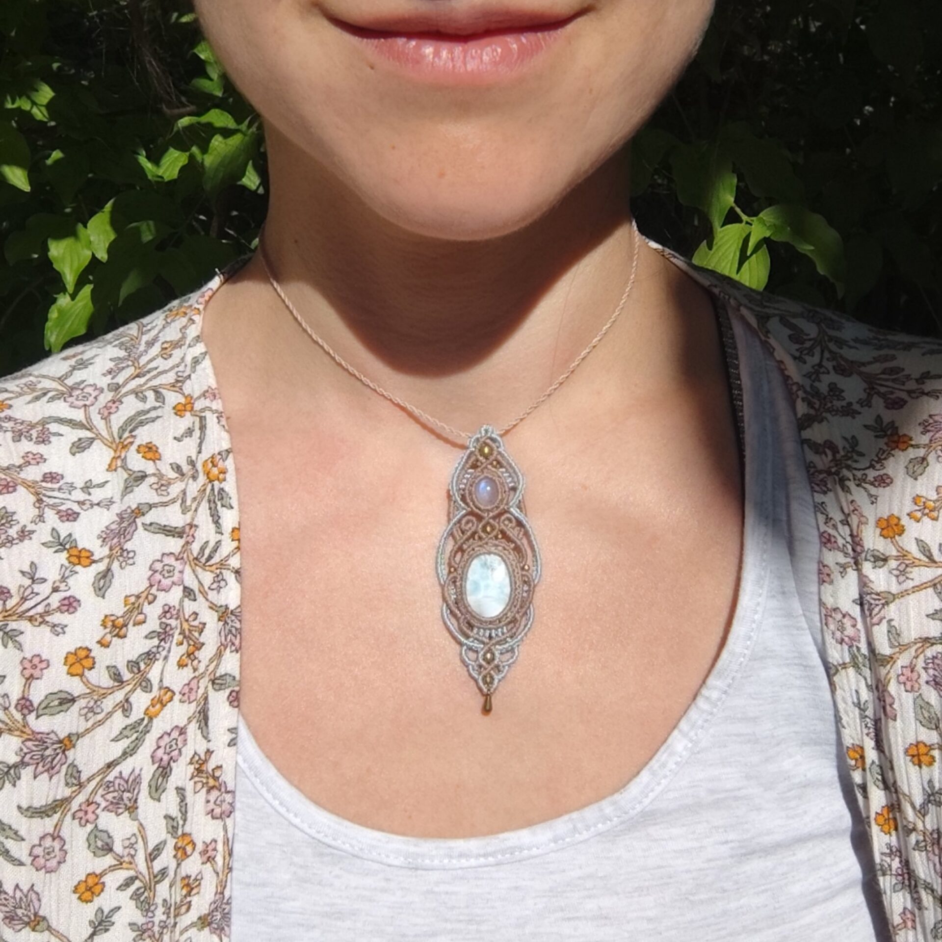 Larimar+Mondstein Halskette – Bild 3